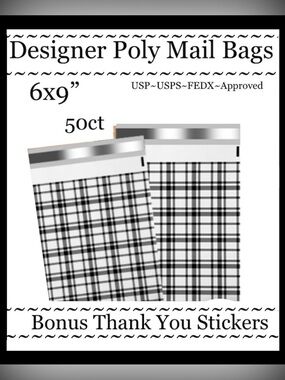 50ct 6x9’ Polymailer Bags~BONUS 50ct Free Stickers~New~ Quality Designer